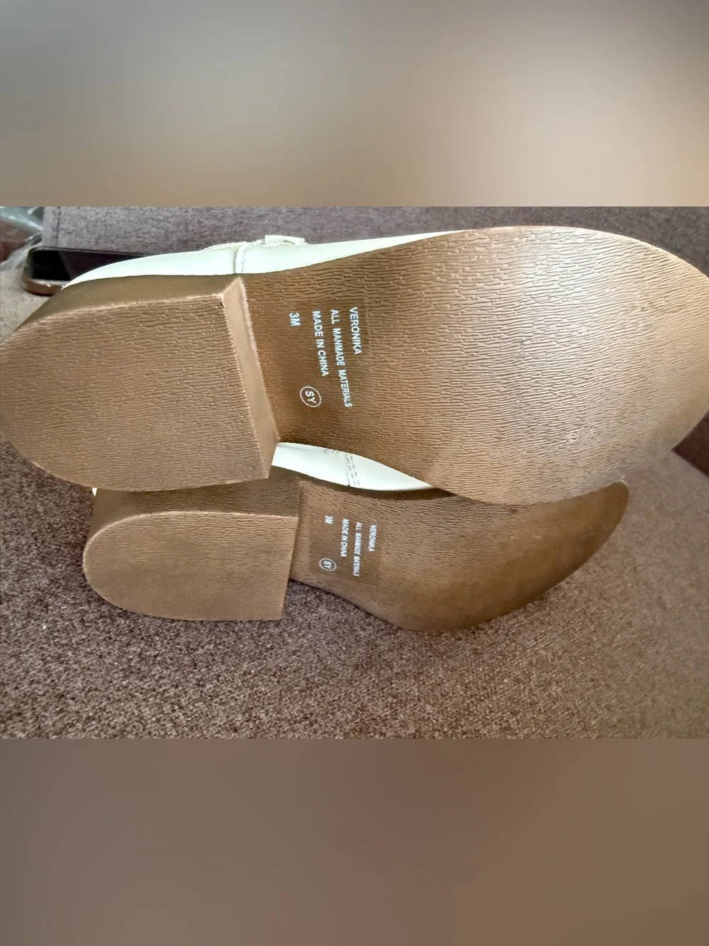 Jellypop Cream and Brown Block Heel Sandals